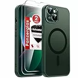 LeYi für iPhone 13 Hülle Grün mit Panzer Schutz Glas 2X,[ für MagSafe] Magnetisch Handyhülle i Phone 13 Case Kameraschutz Displayschutz Anti-Rutsch Kratzfest Matt Schutzhülle Cover iPhone13- Grün