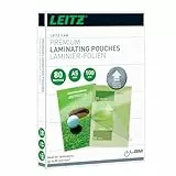 Leitz Heißlaminierfolien A5 80 mic, Laminierfolien in Premium-Qualität im 100er Pack, Glänzend, Transparent, Vereinfachtes Einlegen durch UDT, iLAM, 74920000