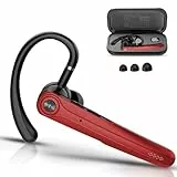 Bluetooth Headset V5.4 Wireless Freisprech Telefon mit CVC 8.0 und ENC Dual Mikrofon, Bluetooth Ohrhörer kabellos mit 25h Sprechzeit, 120h Standby Headset Handy für Autofahren Büro Business, Rot