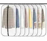 GoMaihe Kleidersack 8-Stück 60CM×120CM Lang Transparent Anzug: Kleidersäcke mit Reißverschluss für Anzüge Kleider Hemden Jacken Mäntel Kleidung Aufbewahrung Schwarz
