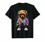 Hip-Hop Teddybär mit Kapuze, bunt, mit Kapuze T-Shirt
