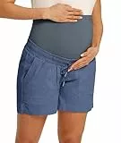 Maacie Umstandsshorts Aus Baumwolle Lässige Shorts Mit Kordelzug Hoher Taille Und Taschen