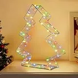 Weihnachtsdeko Weihnachtsbaum Rost Deko mit 50 LED,Weihnachtsstern Beleuchtet Stehend mit Timer & 8 Modi,Weihnachtstischdeko Fensterdeko Innen Außen,Tischdekoration Lichtern Led Stern-Batteriebetrieb
