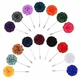 Amosfun Anstecknadeln für Herren, Blumenmotiv, handgefertigt, Satin, Boutonniere, für Anzug, Hochzeit, Bräutigam, mit Box, 16 Stück