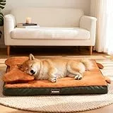 CJYMMFAN Hundebett mit waschbarem Bezug (Orange, L: 89L × 56B × 20H cm)