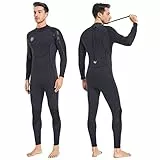 Neoprenanzug Herren Neopren Thermo Schwimmanzug - 3MM UV Schutz Damen Tauchanzug Lange Ärmel Rückenreißverschluss Ultra Stretch Schwarz Wetsuit Outdoor Taucher für Tauchen Surfen Wassersport XL