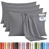 Utopia Bedding – 4er-Set Kissenbezüge – 40 x 80 cm – Oeko-TEX – Gebürstete Mikrofaser, 100% Polyester, mit Umschlagverschluss (Kissenfüllung Nicht enthalten), nur Kissenbezug – Grau