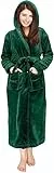NY Threads Frauen Fleece Kapuzen-Bademantel - Plüsch Lange Robe, Grün, Medium