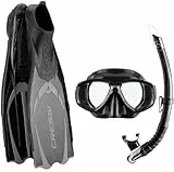 Cressi Pluma / Pluma Bag - Premium Flossen Set, Schwarz/Silber - Schnorchel Set, 43/44