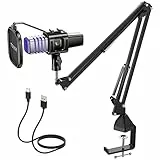 TONOR USB Kondensator Mikrofon, Nierencharakteristik Computer Mikrofon, Popfilter, für Konferenz, Streaming, Podcasting, Gaming, Twitch, für Laptop, Desktop PC, mit RGB, Mikrofonarm, TC30S+