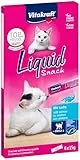 Vitakraft Liquid Snack, Katzen Leckerli, Katzensnack cremig, mit Lachs und Omega 3 Fettsäuren, in einzelnen Sachets, für gesunde Haut (1 Paket mit 6x 15g)