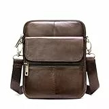 Kleine Schultertasche Leder Herren, Brusttasche Handy Herren Leder, Handy Schultertaschen Holster Satchel Seitentasche Kuriertasche Geldbörse Umhängetasche mit Schulterriemen Messenger Tasche