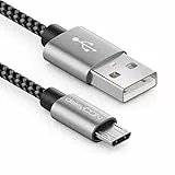 deleyCON 2m Nylon Micro USB Kabel Ladekabel Datenkabel Metallstecker Laden & Synchronisieren Handy Smartphone Tablet