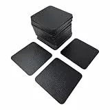 Nikalaz Untersetzer, Untersetzer Gläser, Glasuntersetzer, Getränkeuntersetzer, Recyceltes Leder, 10 x 10 cm (50, Schwarz)