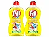 PRIL Kraft Gel Zitrone (2x 450 ml), Handgeschirrspülmittel mit höchster Fettlösekraft, für sauberes Geschirr auch in kaltem Wasser, frischer Zitronenduft