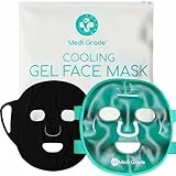 Medi Grade Kühlmaske Gesicht Set mit 1 Lycra Gesichtsmaske und Aufbewahrungstasche – Beruhigende Gesichtsmaske Gel gegen Augenringe & Schwellungen – Kalte Gesichts maske zur Entspannung