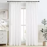 MRTREES Gardinen mit Kräuselband Vorhang Wohnzimmer Modern Vorhänge Weiß Halbtransparente Stores Gardine 225 x 132cm (H x B) 2er Set