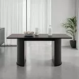 IDIMEX Esstisch GUARDA 160 x 75 cm, Schwarz MDF - Rechteckiger Esszimmertisch mit Designfuß in Lamellenoptik, moderner Küchentisch für 6 Personen elegant