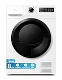 Midea MD11EH80BD Wärmepumpentrockner, 8 kg, Energieklasse D, Schnelltrocknen 35', HealthGuard, Sensor-Trocknung,Auffrischen,Knitterschutz, Auffrischen Wolle, Weiß