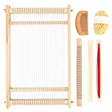 WOPPLXY Schulwebrahmen mit Webschiffchen, 40 X 27cm Webrahmen Set aus Holz, Holzwebrahmen und Zubehör, Holz Webrahmen für Weben und Gestalten