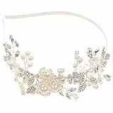 minkissy Braut-Tiara Hochzeit Strass Haar Krone Perle Kristall Stirnband Tiara Prinzessin Haar Reifen Hochzeit Braut Kopfschmuck für Br?ute Frauen Haarschmuck Brautkopfbedeckung