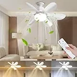 DBFAIRY 52CM Deckenventilator mit Beleuchtung und Fernbedienung, 40W 3000K-6500K Deckenleuchte mit Ventilator 3 Windstufen Leiser, Dimmbar, Timer für Wohnzimmer, Schlafzimmer und Esszimmer