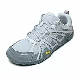 Meik Mangni Herren Barfußschuhe Zero-Drop Sohlen Traillaufschuhe Atmungsaktiv Laufschuhe Weit Wanderschuhe Leicht Fitnessschuhe rutschfest Sneaker Breite Schuhe Hellgrau 40EU
