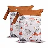Zaewry 2 Stück Doppelwandiger Wetbag, 35 x 25 cm Nassbeutel Schwimmen, WäSchebeutel Reise mit Reißverschluss, Wasserfester Windel Taschen, Wiederverwendbarer Nasstasche, Wasserdichter Beutel