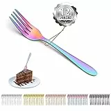 Kyraton Regenbogen Dessertgabeln 12 Stück 14cm Edelstahl Titan beschichtet Regenbogen Kuchengabeln, Obstgabeln, Gabelsilber, Hochglanzpoliert Spülmaschinenfest