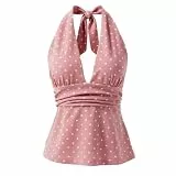 Trendiges Damen-Tanktop 2026, Bauchkontrolle, Sommer, rückenfreie Bluse, Y2K, Frühling, niedliche Tunika, ärmellos, gesmokt, bauchfrei, zum Schnüren, Sommer-T-Shirt, Baggy, rose, S