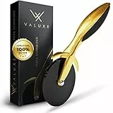 VALUXE® Pizzaschneider aus Edelstahl [Golden Original] - Pizzaroller scharf & spülmaschinenfest - Professioneller Pizza-Cutter Roller mit rutschfestem Griff, Pizzamesser Rad