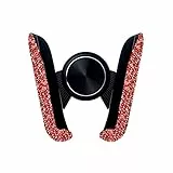 ikasus KFZ Handyhalterung Auto Handyhalter Glitzer Strass Bling Handy Autohalterung,Auto Vent Halterung,360 Grad Auto Zubehör Lüftung Halter Handy Halterung Lüftungsclips für iPhoneSamsungHuawei,Rot
