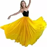 Bauchtanz Kostüm Maxi Rock Damen Mädchen Festival Tanz Elegant Chiffon Lang Rock Gelb