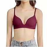 Damen BH ohne Bügel Bequemer Nahtloser BHS Trägerverstellbarer Softschalen BH Minimizer-BHS Seamless Push Up Tshirt BH Soft Baumwolle Klassischer BH Blitzangebote des Tages Wein S