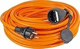 as - Schwabe Baustellen-Panzerleitung, 5 m robustes Panzer-Kabel H07BQ-F 3G2,5, Schutzkontakt-Stecker & Steckdose inkl. Schutzkappe, 230 V/16A Verlängerungskabel, IP44, Made in Germany, Orange, 59205
