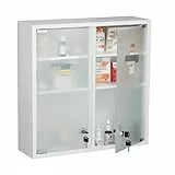 Relaxdays Medizinschrank, 2 türig, abschließbar, 3 Fächer, HBT 53x52,5x15,5 cm, Medikamente, Arzneischrank hängend, weiß
