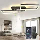 LED Deckenventilator Mit Beleuchtung,100cm Dimmbar Lampe Mit Ventilator,51W 4000lm Deckenventilator Mit Licht,deckenlampe Mit Ventilator Und Fernbedienung App Leise 6-Speed Für Schlafzimmer Wohnzimmer