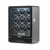 BARRINGTON Automatischer Uhrenbeweger für 9 Uhren, Premium Uhrenbeweger Box, super leiser Motor, batteriebetrieben und AC Adapter, Zuhause der stilvollen Uhrenbeweger