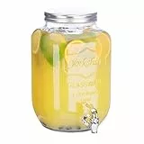 Relaxdays 2 x Getränkespender 8 l, Glas, Zapfhahn, Retro Saftspender Gastro, Vintage Limonadenspender Gartenparty, klar