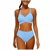 XINYUNZU Bikini Mädchen Zweiteiler Badeanzug Bademode Schwimmanzug Swimsuits Girls Badebekleidung Schwimset Strand Urlaub Badebekleidung Mode Badeanzüge für Kinder und Teenager Blau 14 Jahre