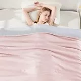 Qucover Kühlende Bettdecke, Sommerdecke aus Baumwolle und Mikrofaser, Dünne Kühlende Doppelbett,Sommerbettdecken ohne bezug nutzbar, Leichte&Weiche (Rosa &Grau, 150 * 200cm)
