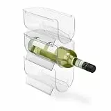 Relaxdays Kühlschrank Organizer Flaschen, 3er Set, stapelbar, Flaschenhalter, HxBxT: 10,5 x 11 x 20,5 cm, transparent