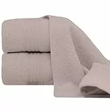 Vency Handtücher Set Beige 2 Teilig - 2X Handtücher 50x100, Handtuch mit Aufhänger