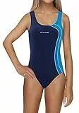 sesto senso Badeanzug Mädchen Sport Einteiliger Blickdichter Schwimmanzug Dunkelblau Blau 140 BW690 Navy Blue