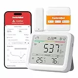 SwitchBot WLAN CO2-Melder, CO2 Messgerät mit IP65 Thermometer Hygrometer und Hub Mini Matter, Luftqualität Messgerät mit CO2-Alarm, Bluetooth CO2 Sensor mit APP, 2 Jahre Datenspeicher