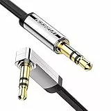 UGREEN Aux Kabel Auto 3.5 mm klinkenkabel 90 Grad Aux Kabel mit Winkelstecker für Auto Audiosystem, TV, Soundbar, Lautsprecher, Handy, Kopfhörer usw.(1m)