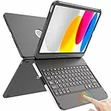 TQQ Schutzhülle mit Tastatur für iPad 11. Generation A16 2025 und 10. Generation 2022, mit großem Präzisions-Trackpad, 10-Farben-Hintergrundbeleuchtung, tragbarer Stil, spanische QWERTY Ñ, Schwarz