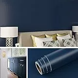 Livelynine Selbstklebende Tapete Blau Schlafzimmer Badezimmer 40CMx5M Klebefolie Möbel Matt Dunkelblau Klebefolie Küchenfronten Königsblau Abwaschbar Selbstklebende Folie Küchenschränke Schreibtisch