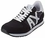 Armani Exchange Herren Rio Side Logo Sneaker, Schwarz Weiß, 44 EU