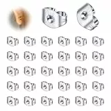 WillTen 30Pcs Ohrstecker Verschluss Ohrring Verschluss Silbrig, Ohrringverschlüsse Verschlüsse für Ohrstecker Ohrring Stopper Ohrring Backs für Haken Ohrring